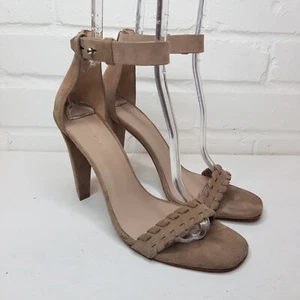 Sandalias All Saints Effie Tacones UK 7 EU 40 Beige Gamuza Cuero Correa al Tobillo - Imagen 1 de 14