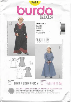 B189 BURDA 9473: GIRL'S COSTUME SIZE 3-13 SEWING PATTERN - Image 1 of 2