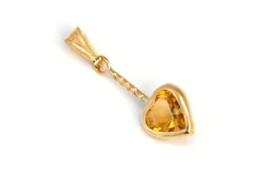 9ct Gold Citrine Heart necklace Pendant no chain Gift Boxed Made in UK - Picture 1 of 6