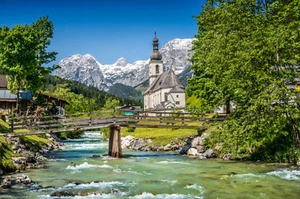 Fotomural-ALPES BÁVAROS-(394P)-350x260cm-7Ferriles 50x260cm-Puente Río XXL - Imagen 1 de 1