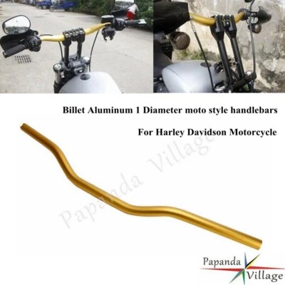 Gold 1'' Handlebar For Harley Dyna FXD Softail Street Bob FXBB FXBBS Sporster - Image 1 of 4