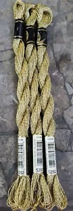 3x DMC 5 Perle Metallic 5282 Gold 25m 27.3yds each skein new - Picture 1 of 1