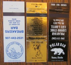 NOME, ALASKA MATCHBOOK COVERS: LOT OF 3 DIFFERENT EMPTY MATCHCOVERS -E - Picture 1 of 1