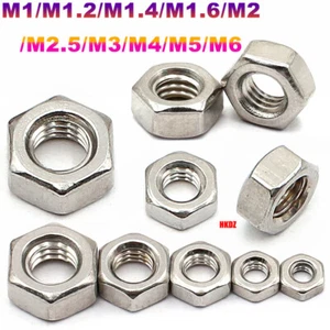 M1/M1.2/M1.4/M1.6/M2/M2.5~M6 Hexagon Full Nuts 304 Stainless Steel DIN93 Hex Nut - Picture 1 of 24