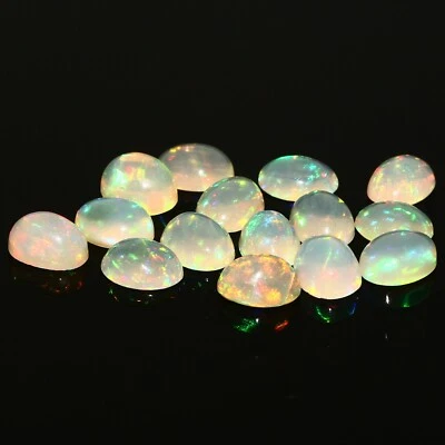 100 Pc Natural Ethiopian Welo Fire Opal 5x3mm Oval Shape Loose Gemstone Cabochon - Image 1 of 4