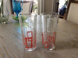 2 MID CENTURY MODERN 6 1/2" DRINKING GLASSES - Picture 1 of 1