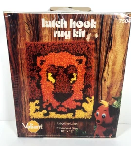 Valiant Crafts 7504 1980 Leo The Lion gancho kit alfombra 10”x12” vintage sellado - Imagen 1 de 3