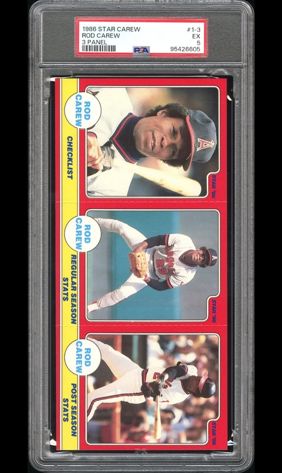 1986 Star Rod Carew 3 Card Panel #1-3 PSA 5 EX HOF Los Angeles Angels Twins - Image 1 of 2