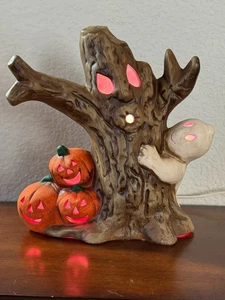 Halloween feines Steingut beleuchteter Baum & Geist mit Netz & Kabelschalter 930036 - Bild 1 von 10