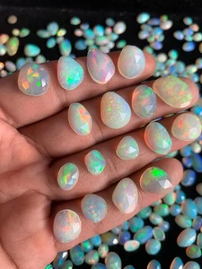 Gemas sueltas rebanadas de cabujón facetadas corte rosa ópalo etíope natural piedras preciosas - Imagen 1 de 6