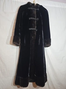 Vintage Borgazia Russell Taylor Women's Long Fur Dress Coat Black Size Medium  - Picture 1 of 9