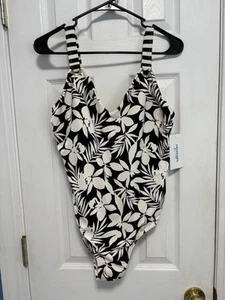 Badeanzüge für alle Blumendruck Einteiler Badeanzug mit gestreiften Trägern Größe 10 - Bild 1 von 7