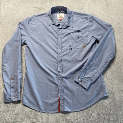 Western Rise Shirt Mens Extra Large Blue Bodie Nylon Pearl Snap Fishing Hiking - Image 1 of 4