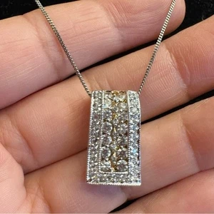 18KT Over Sterling Silver 925 FAS Pendant CZ with 20" Chain Necklace - Picture 1 of 16