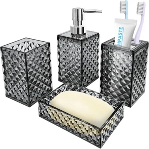 Bathroom Accessory Set, 4 PCS Grey Accessories Soap 4pcs,  - Picture 1 of 6