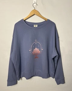 Pact Sweatshirt Womens 2XL Blue Ombre Lotus Graphic Organic Cotton Slouchy Yoga - Picture 1 of 8
