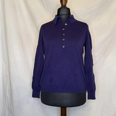 Country Casuals Woolmark Blend Purple Collared Long Sleeve Jumper UK M (12) - Image 1 of 4