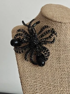 Rare Signed SCHREINER NEW YORK Brooch - Book Piece Gunmetal Black Crystals AS IS - Picture 1 of 20