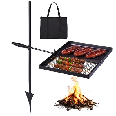 Swivel Campfire Outdoor Foldable Square Grill Heavy Duty Steel Fire Cook Grate - Image 1 of 4