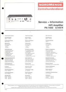 Nordmende Service Manual für PA 1400 Copy - Picture 1 of 1