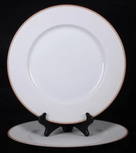 (6) DANSK White w/ Tan Red Rim TAPESTRIES DAMASK Dinnerware DESSERT PLATES 7.5" - Picture 1 of 6