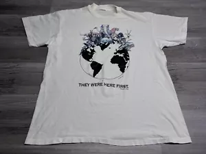 Vintage 90s They Were Here First Human-i-tees Environmental T-shirt Sz L - Picture 1 of 10