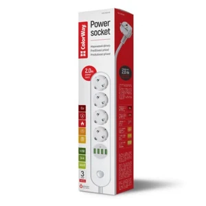 Steckdose ColorWay. 2 m Kabel. 4-Wege-Steckdosenleiste. 4 USB. USB-Auto-ID - Bild 1 von 5