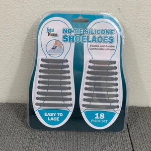 Total Vision No Tie Silicone Shoelaces Unisex Grey Fits Most Shoes 18 Piece Set - Picture 1 of 6