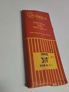 Columbia Schnellarbeitsstahl Spiralbohrer Typ 200 3/8 (1 3er Pack) NOS Vintage - Bild 1 von 3