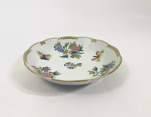 Herend Queen Victoria Green Boarder Round Salad Veggie Fruit Bowl 25 cm - Picture 1 of 8