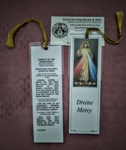 DIVINE MERCY LAMINATED & TASSELED BOOKMARK WITH CHAPLET PRAYERS ON THE BACK - Picture 1 of 1