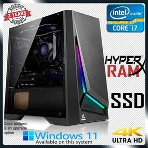 Intel Core i7 Quad Gaming PC Computer 32GB RAM SSD + 3TB HDD Home Desktop System - Picture 1 of 7
