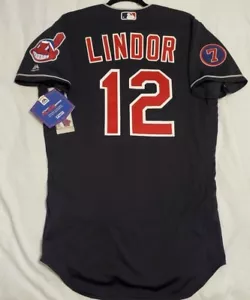 Authentic Majestic 40 MEDIUM CLEVELAND INDIANS FRANCISCO LINDOR FLEX BASE Jersey - Picture 1 of 5