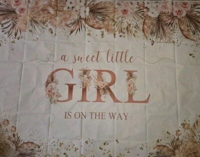 Banner de anuncio de nacimiento, "Una dulce niña está en camino, 6 pies x 8 pies Foto 1 de 2