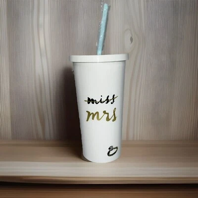 Kate Spade New York Miss To Mrs Tumbler Bachelorette w/ Lid & Straw 20 oz. NWOT - Image 1 of 4