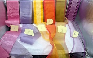 nastro antico vintage largo chiffon trasparente art deco anni 30 colori enorme lotto!! - Foto 1 di 16
