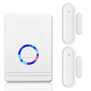 Wireless Window Door Open Alarm 48 Chime Magnetic Sensor Bell Receiver +2 Sensor