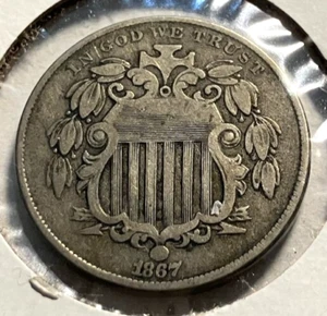 elf Shield Five Cents 1867  no Rays  399 - Picture 1 of 2