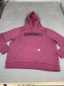 Carhartt Hoodie Youth XXL Pink Spellout Sweatshirt Sweater Distressed Grunge - Picture 1 of 16