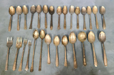 Vintage Antique Silverware Stainless Steel Silver Plated 28 PC Spoons Forks USA