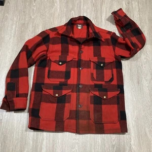 Woolrich Jacket L 44 Vintage 40s 50s 60s Flannel Plaid Outdoors Wool Coat - Picture 1 of 9