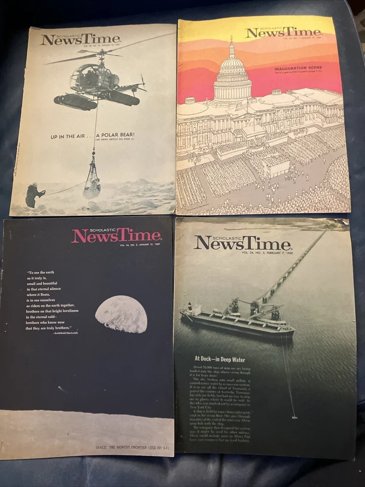 Vintage 1969 Scholastic News Time Magazine 4 Issues School Lot - Image 1 of 1