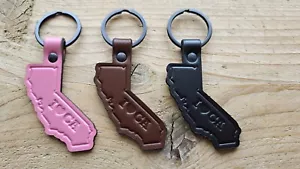 I Love (Heart) California Leather Keychain Keyring - Foto 1 di 4
