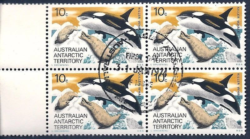 AAT Australia Antarctic Territory ORCA Killer Whale CASEY Base Block of 4 CTO - Image 1 of 1