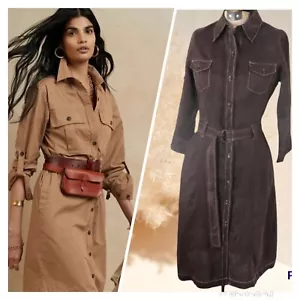 ZARA Linen Belted Shirt Dress M - Picture 1 of 11
