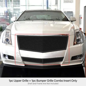 For 2008-2013 Cadillac CTS/11-14 Coupe Stainless Black Mesh Grille Insert Combo - Picture 1 of 7