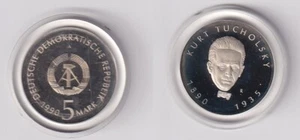 DDR Gedenk Münze 5 Mark Kurt Tucholsky 1990 PP (170600) - Bild 1 von 1
