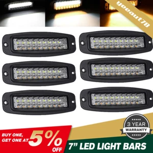 6X 7inch Dual-Color Combo LED Work Light Bar Flush Mount Driving Fog Lamp US - Picture 1 of 11