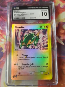 2003 Pokémon TCG EX Ruby & Sapphire Electrike Reverse Holo 30/109 CGC 10 Low Pop - Imagen 1 de 2