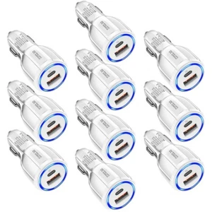 10 Pack 2 USB Port Fast QC 3.0 Car Charger for iPhone Samsung Android Cell Phone - Picture 1 of 4